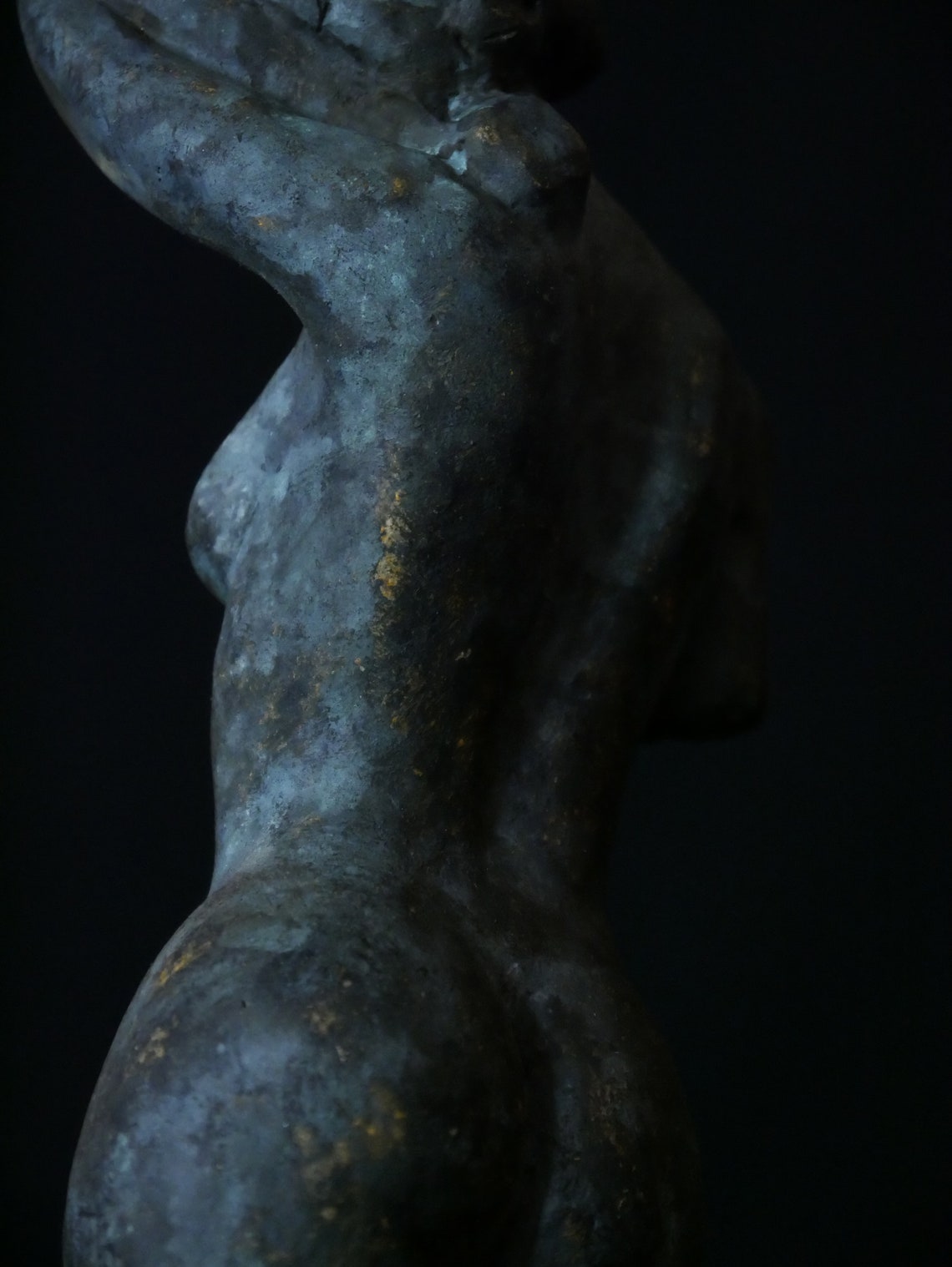 Nude female torso sculpture plaster painted bronze